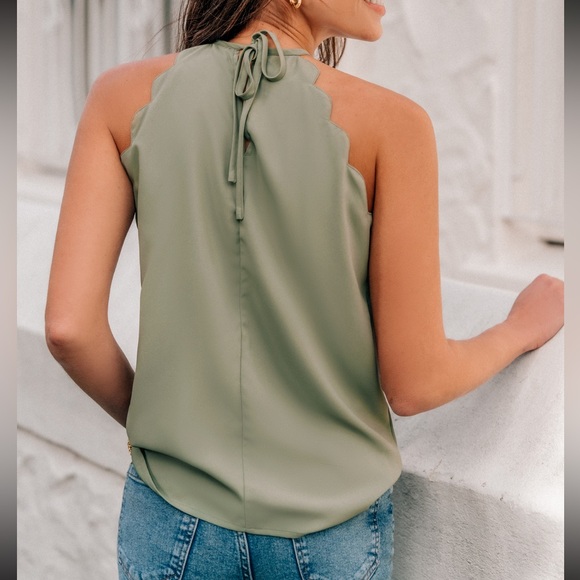 High Neck Scalloped Tank - Picture 2 of 2